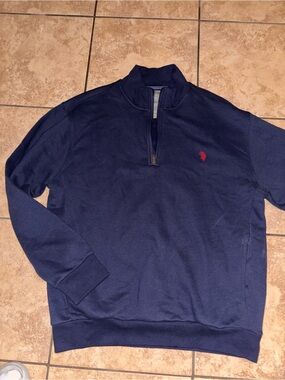 U.S. Polo Assn. Navy Quarter-Zip Sweater with Red Pony